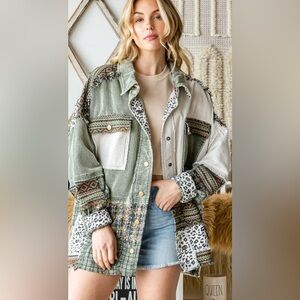 02. NEW Oli & Hali Corduroy Patchwork Jacket Oversized Will Fit Plus Size Cotton